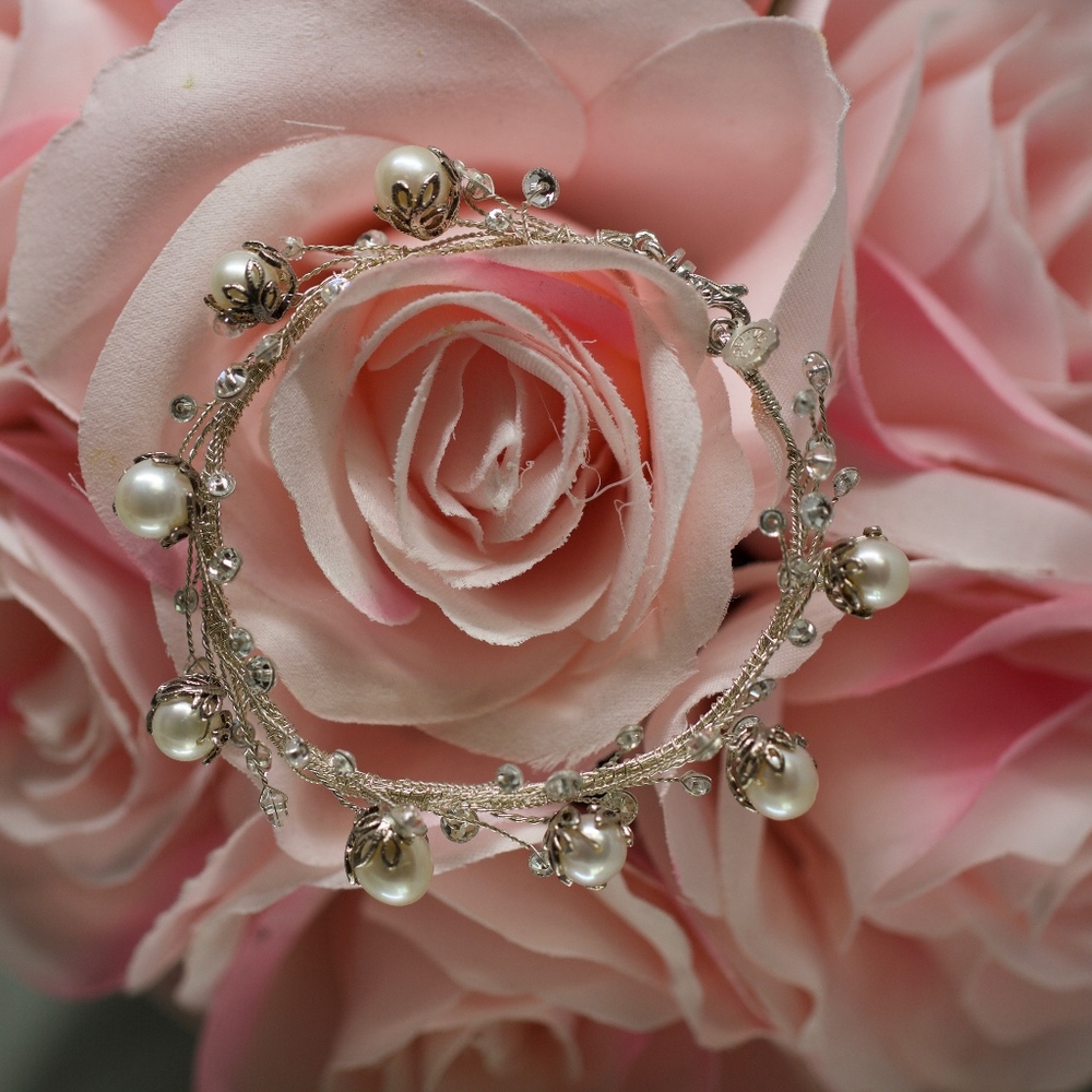 925S Tacori White Topaz Pearl Bridal Bracelet